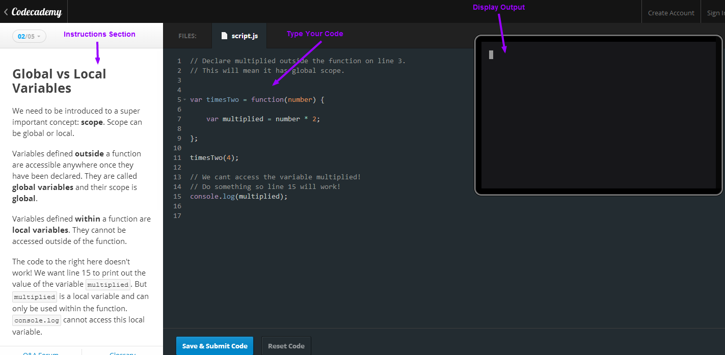 Functions and Variables Codecademy